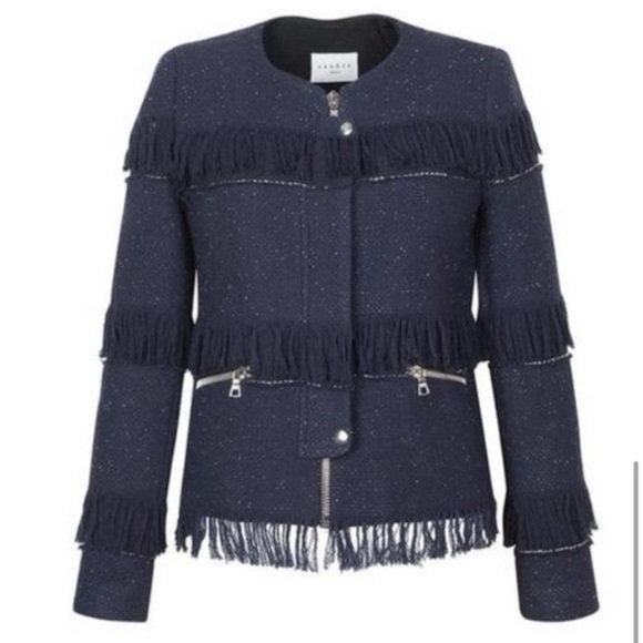 Sandro Paris Tweed Fringe Venice Jacket - Picture 1 of 12